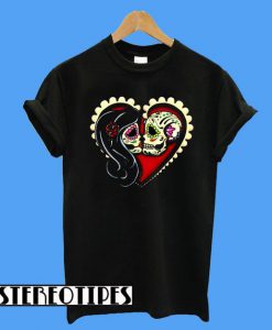 Ashes Dia de los Muertos Couple Day of the Dead Sugar Skull Lovers T-Shirt