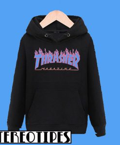 Thrasher Magazine Light Blue Purple Flame Logo Hoodie