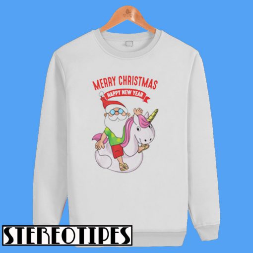 Santa Claus Riding Unicorn Merry Christmas Happy New Years Sweatshirt
