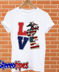 Semper Fidelis America flag love T shirt
