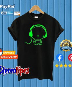 Karakter Herheadphone Musik Menyala T shirt