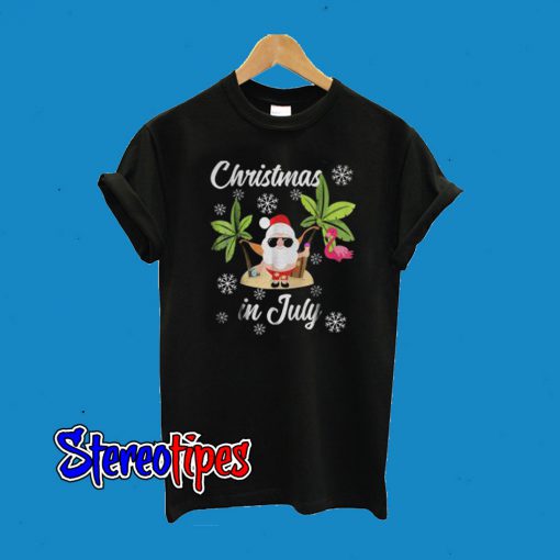 Christmas In July Flamingo And Hawaiian Lover T-Shirt
