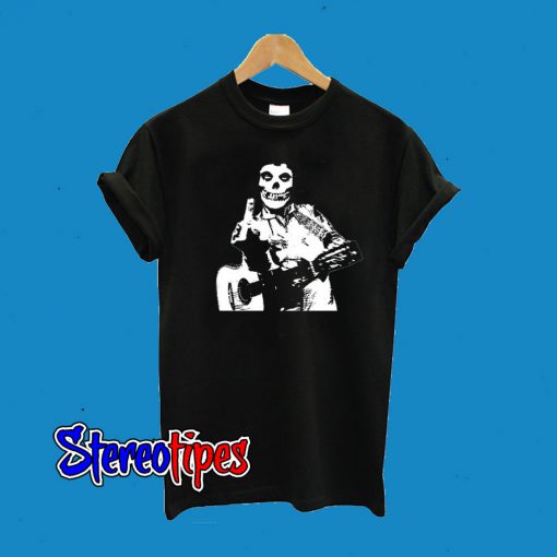 Johnny Cash The Misfits Middle Finger Black Skull T-Shirt