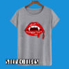 Vampire Lips Fangs Halloween Dripping Blood T-Shirt