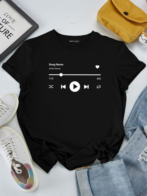 Letter And Graphic Print Tee
